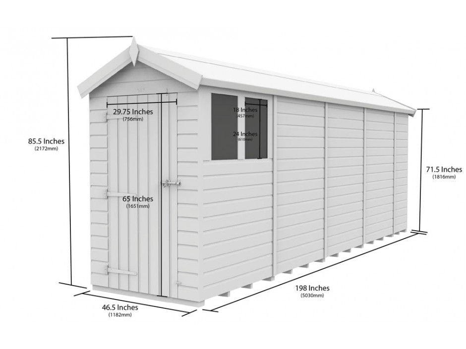 4ft x 17ft Apex Shed