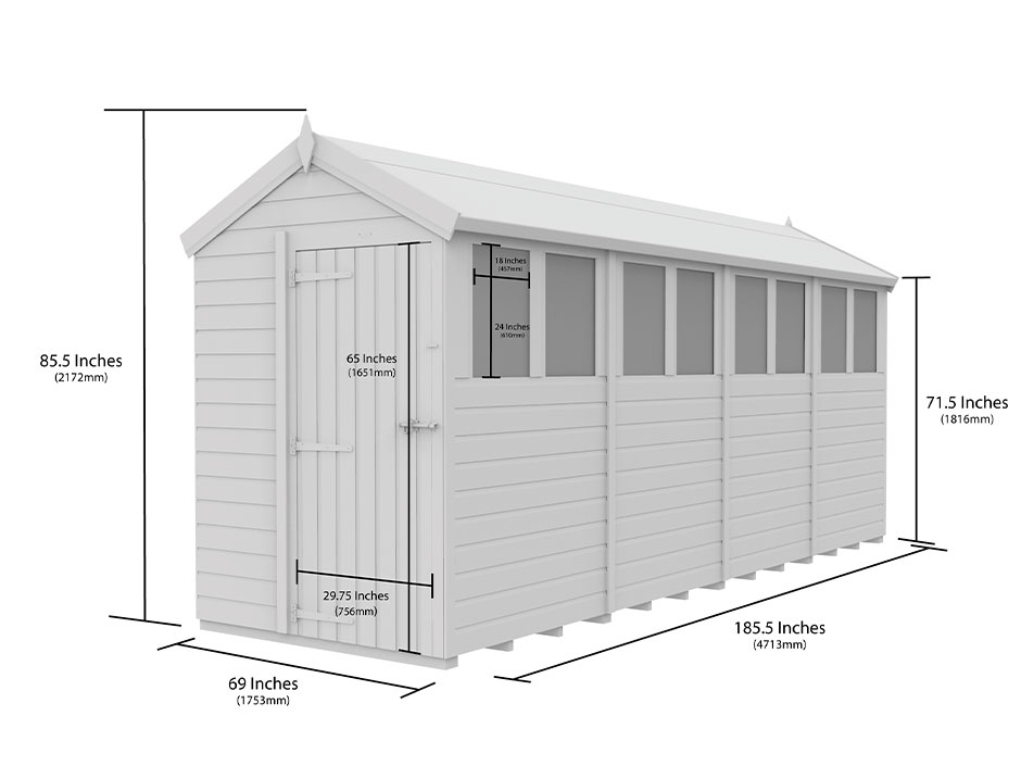 5ft x 16ft Apex Shed