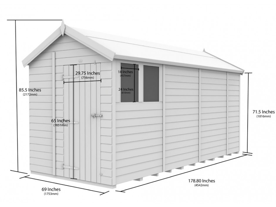 6ft x 15ft Apex Shed