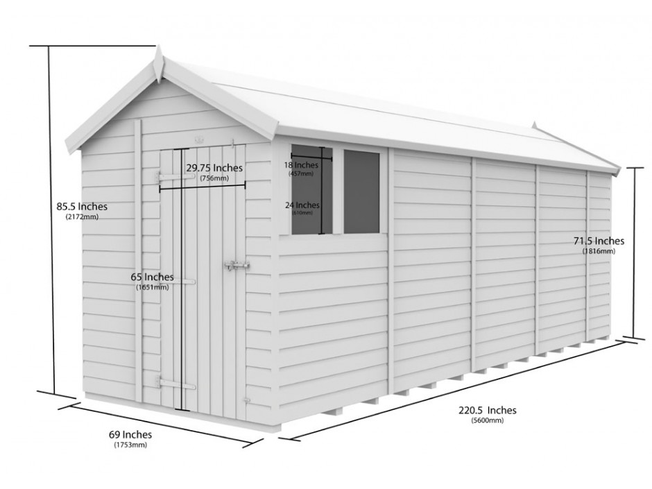 6ft x 19ft Apex Shed