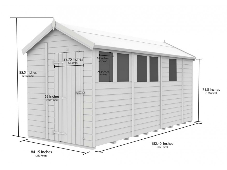 7ft x 13ft Apex Shed