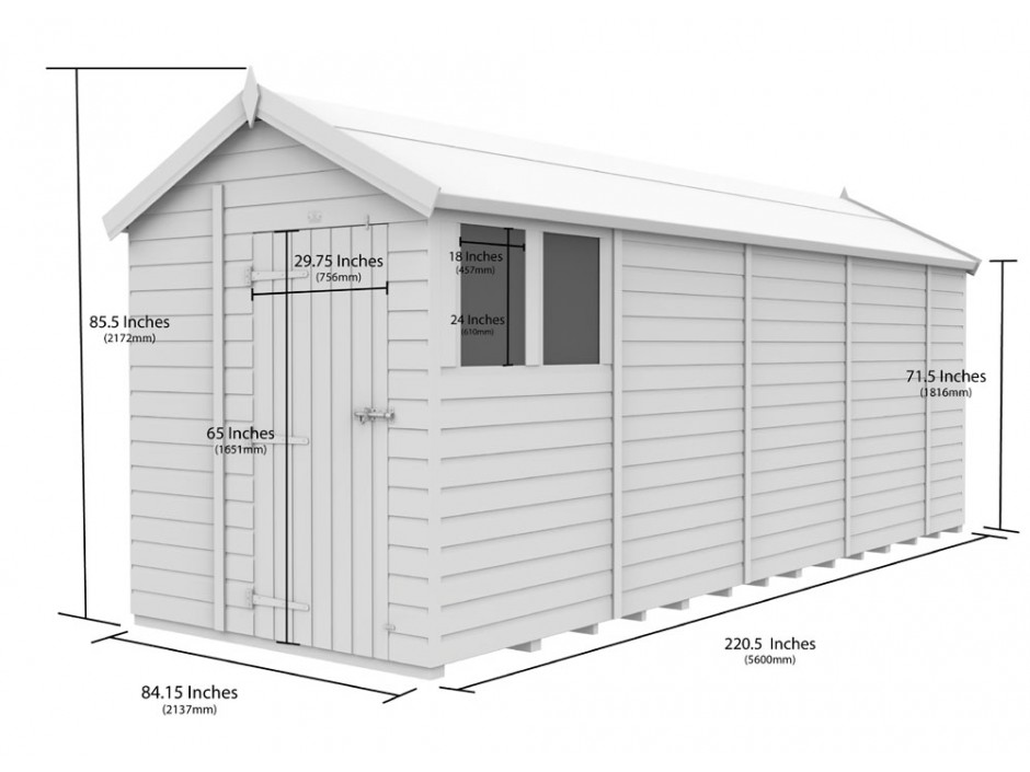 7ft x 19ft Apex Shed