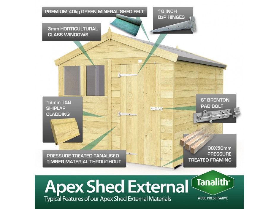 7ft x 9ft Apex Shed