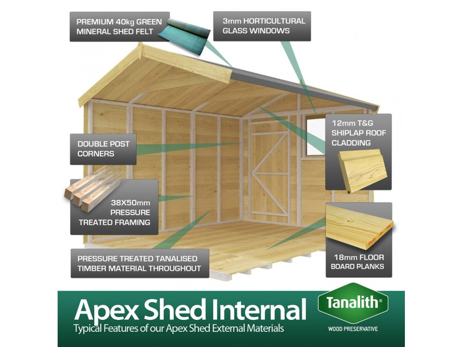 7ft x 14ft Apex Shed