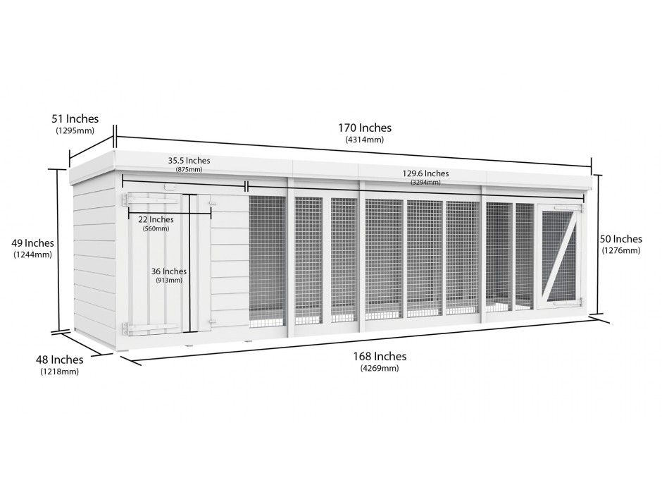 14ft x 4ft Dog Kennel and Run