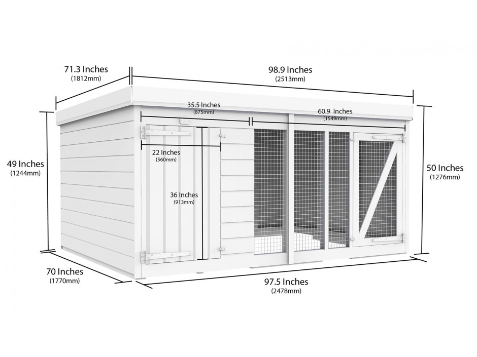 8ft x 6ft Dog Kennel and Run