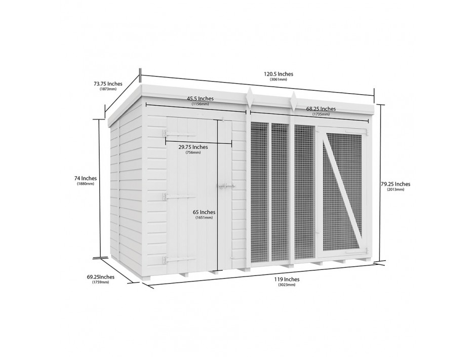 10ft X 6ft Dog Kennel and Run Full Height