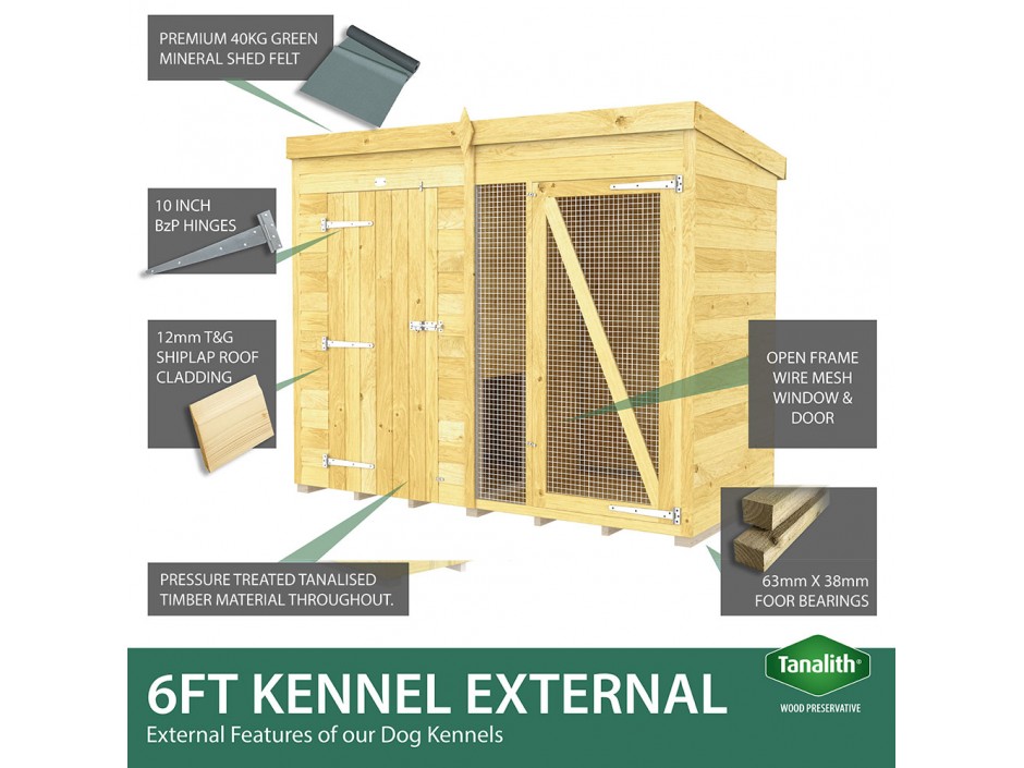 12ft X 4ft Dog Kennel and Run Full Height