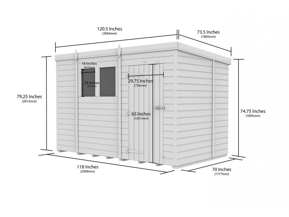 10ft x 6ft Pent Shed