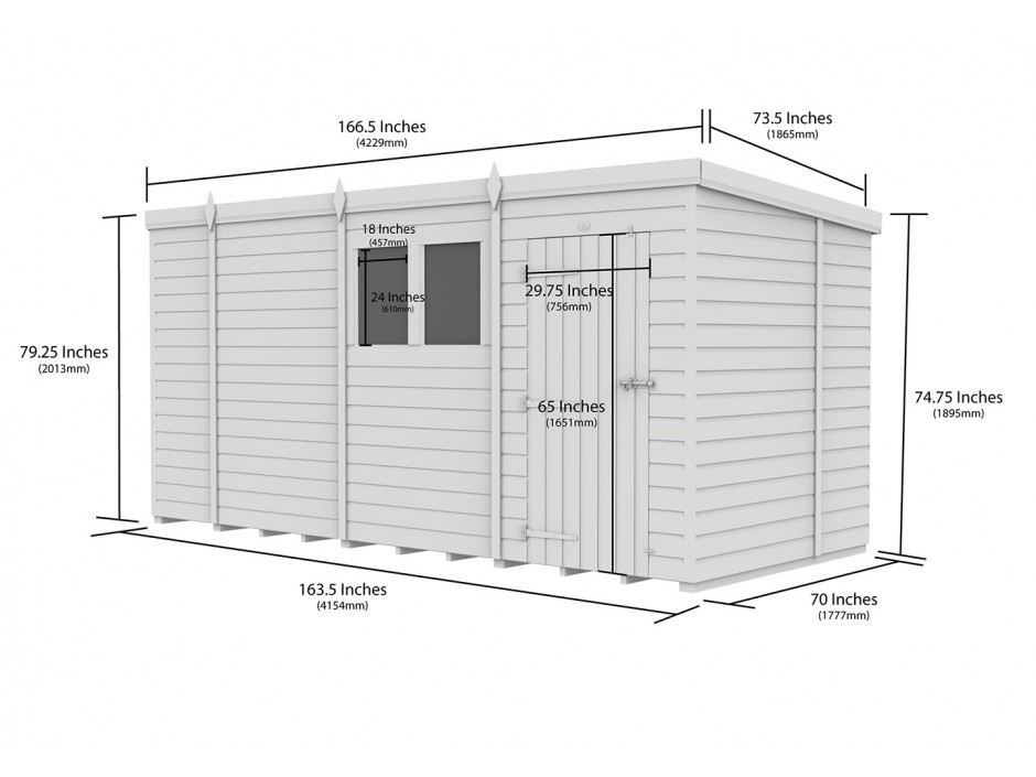 14ft x 6ft Pent Shed