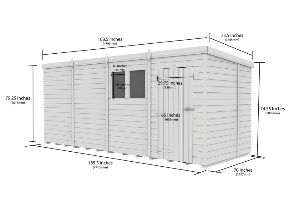 16ft x 6ft Pent Shed