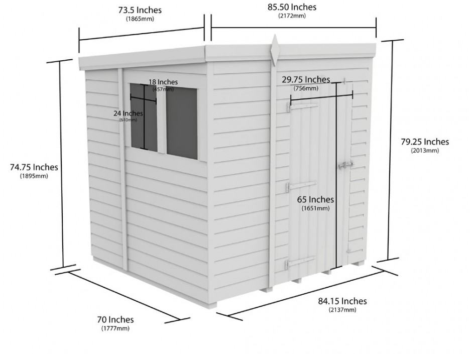 7ft x 6ft Pent Shed