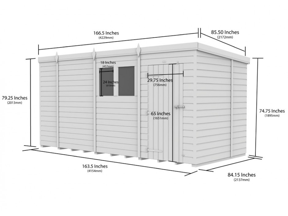 14ft x 7ft Pent Shed