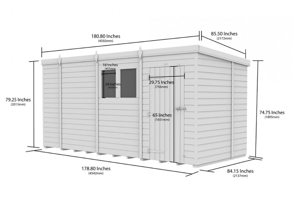 15ft x 7ft Pent Shed