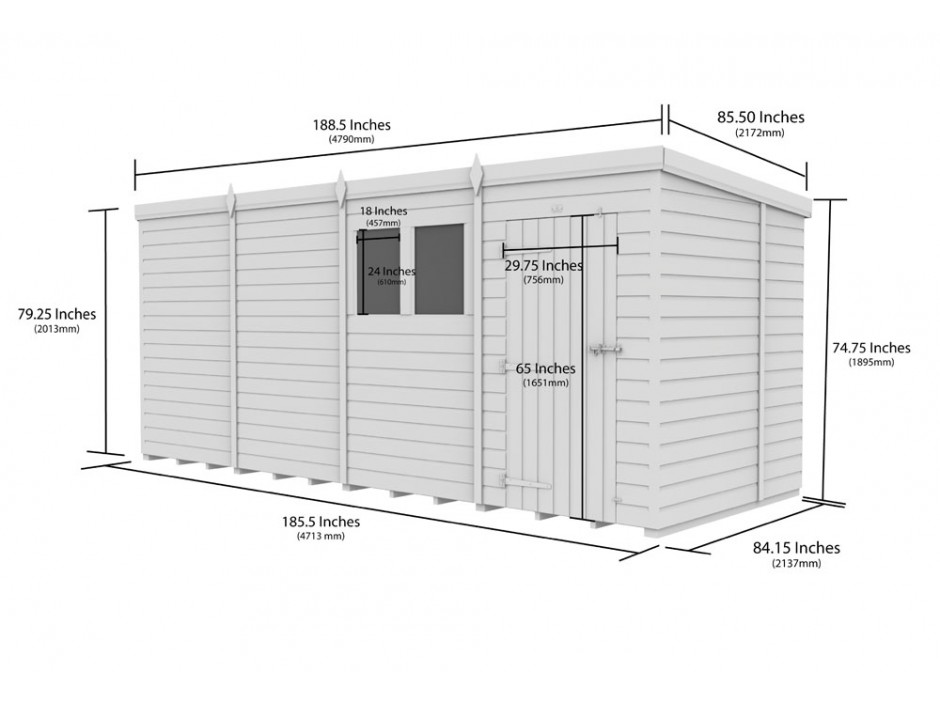 16ft x 7ft Pent Shed