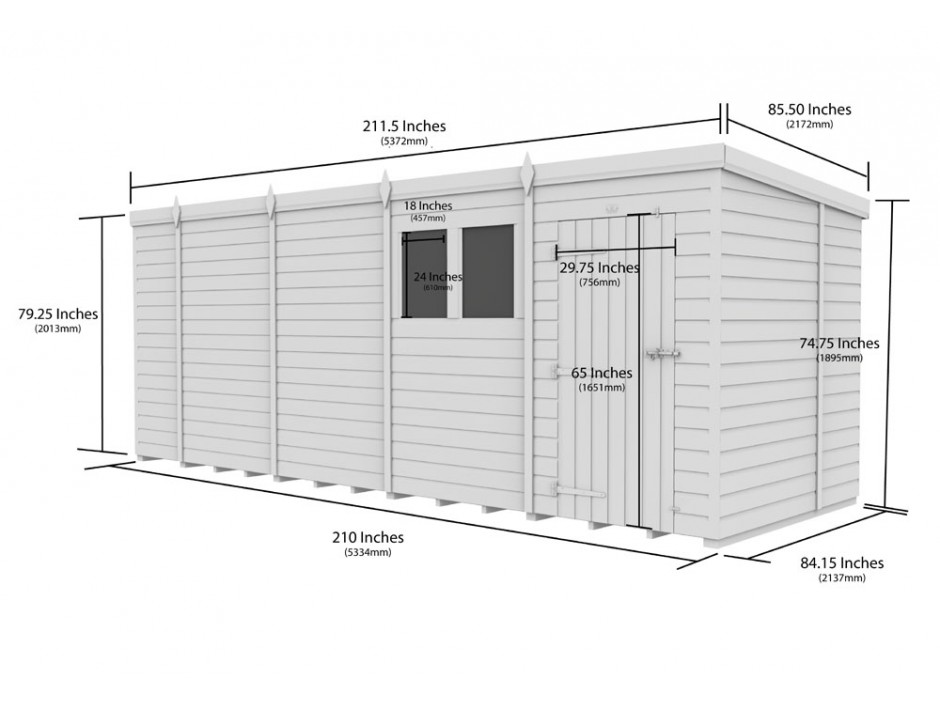 18ft x 7ft Pent Shed