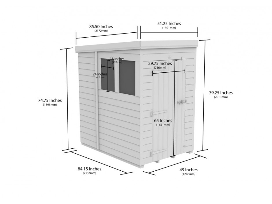 4ft x 7ft Pent Shed