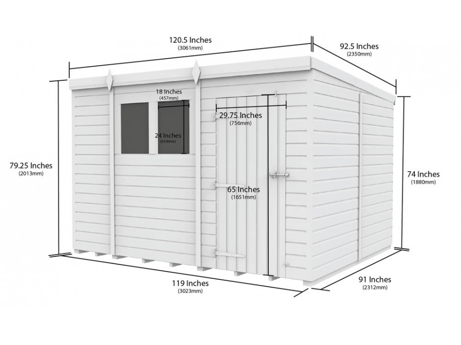 10ft x 8ft Pent Shed