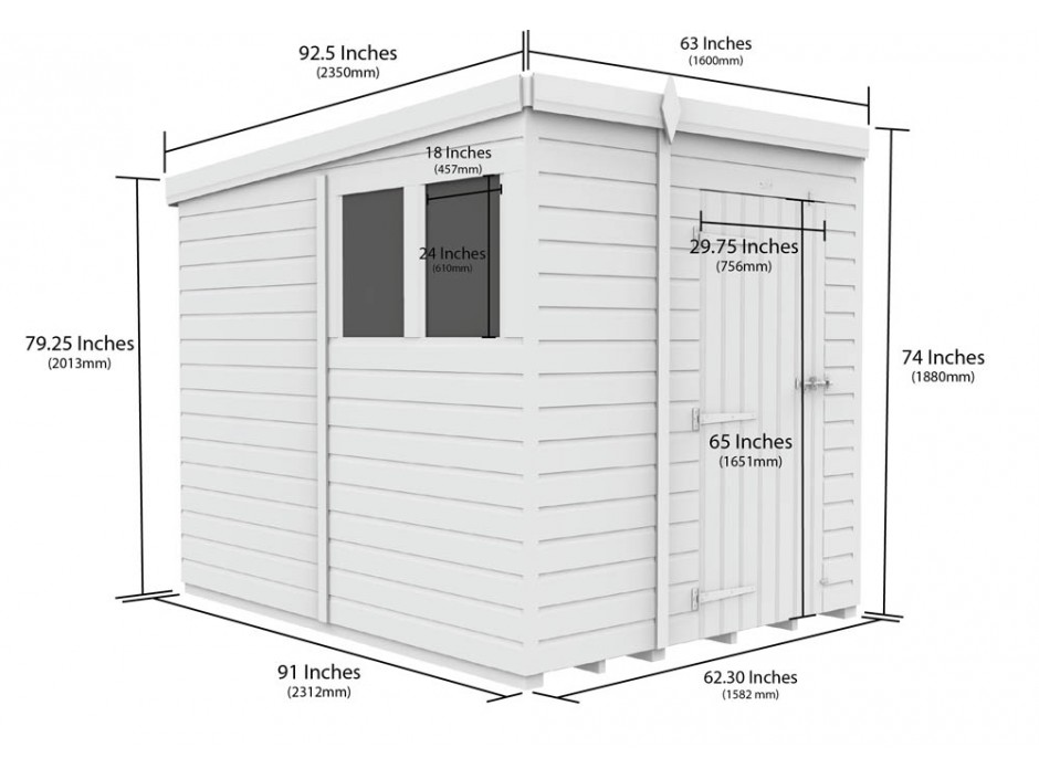 5ft x 8ft Pent Shed