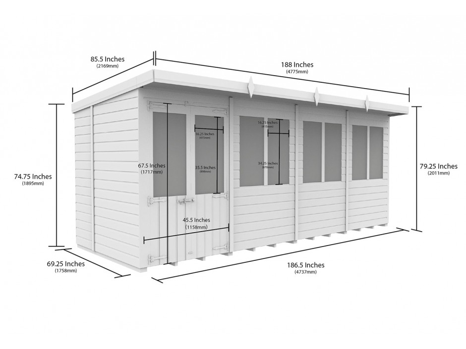 16ft x 6ft Pent Summer House