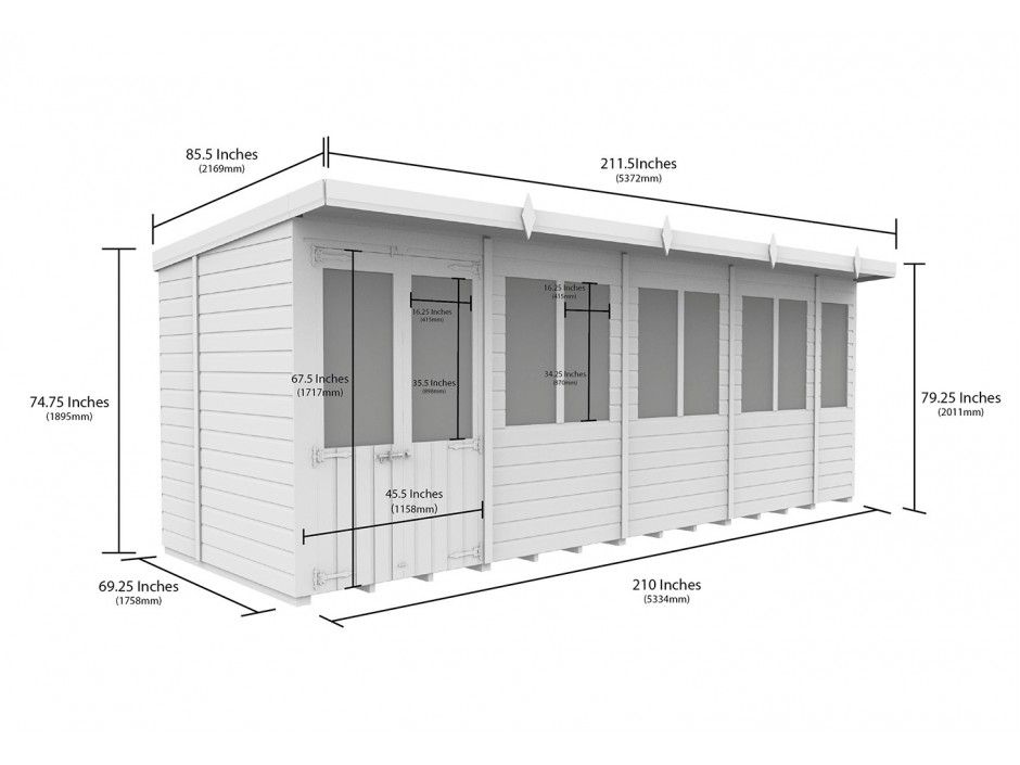 18ft x 6ft Pent Summer House