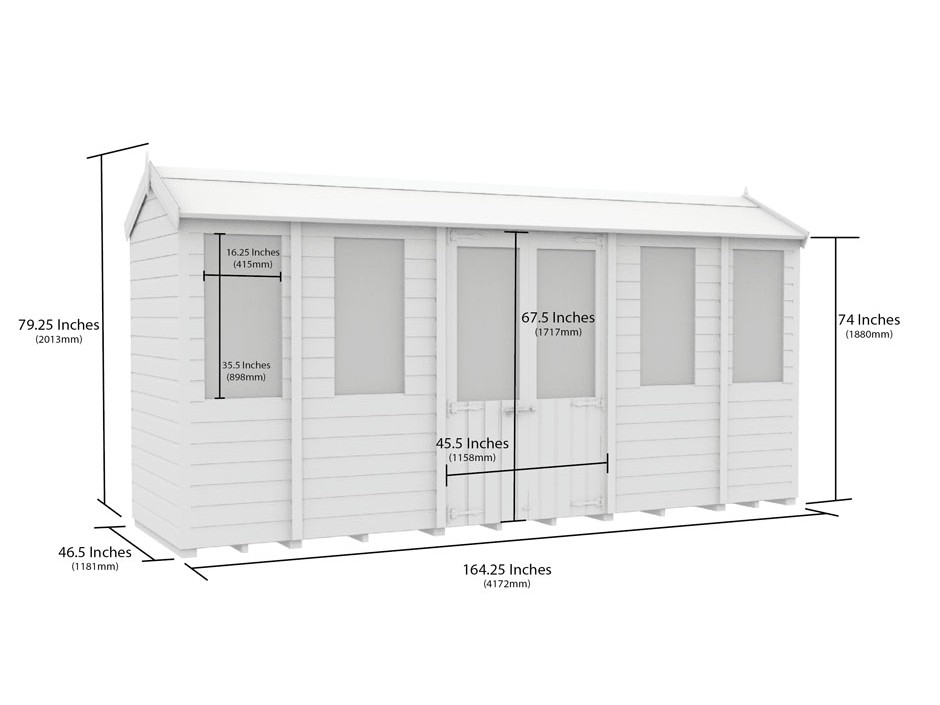 4ft x 14ft Apex Summer House