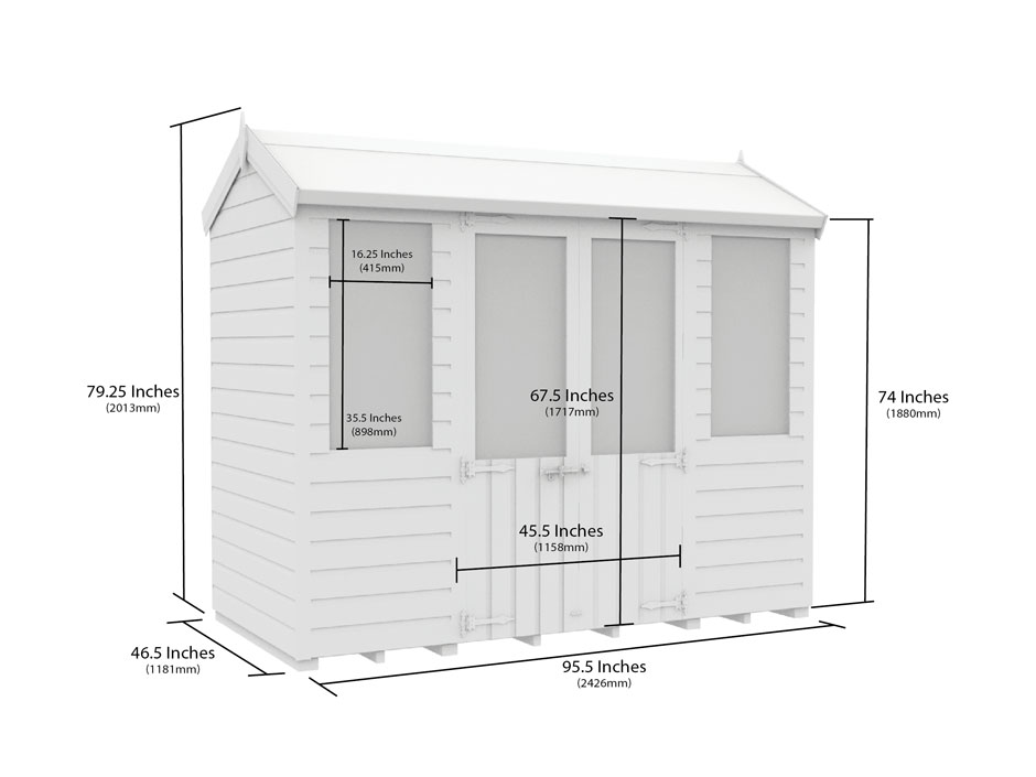 4ft x 8ft Apex Summer House