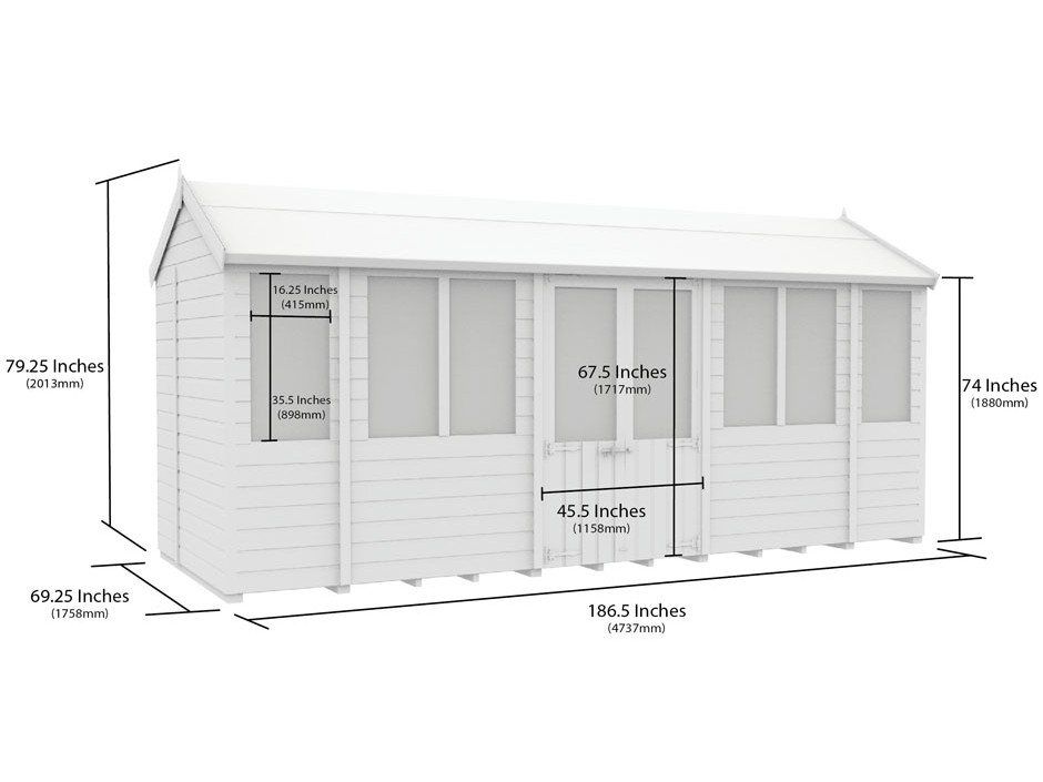 6ft x 16ft Apex Summer House