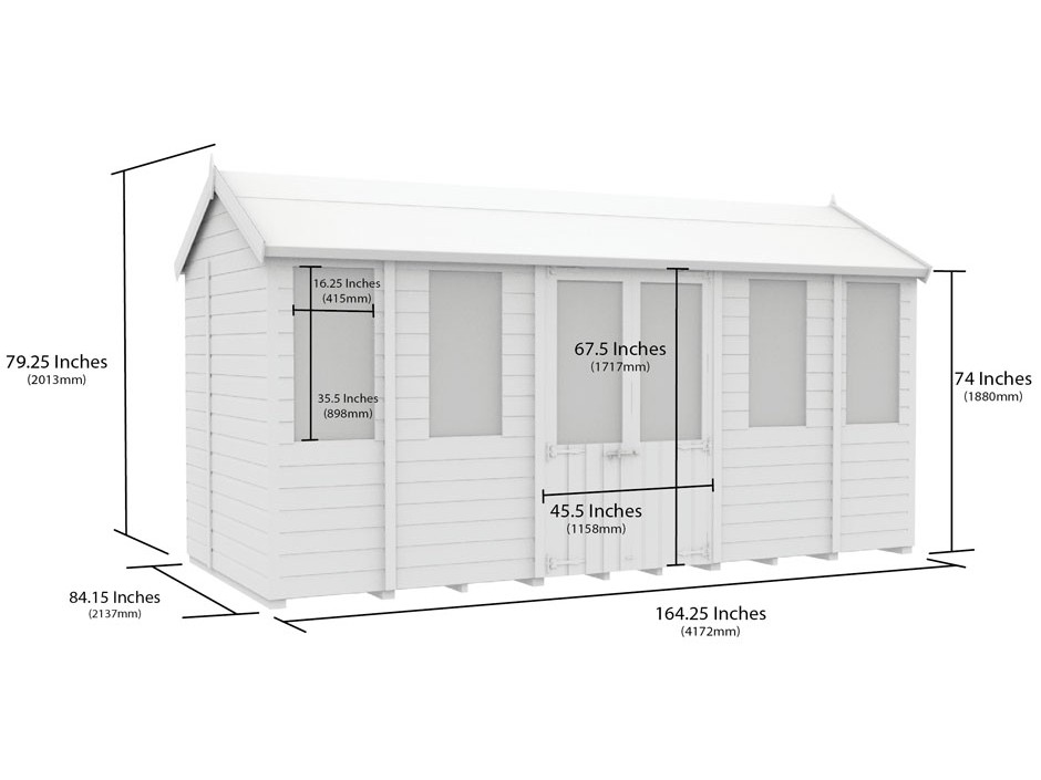 7ft x 14ft Apex Summer House