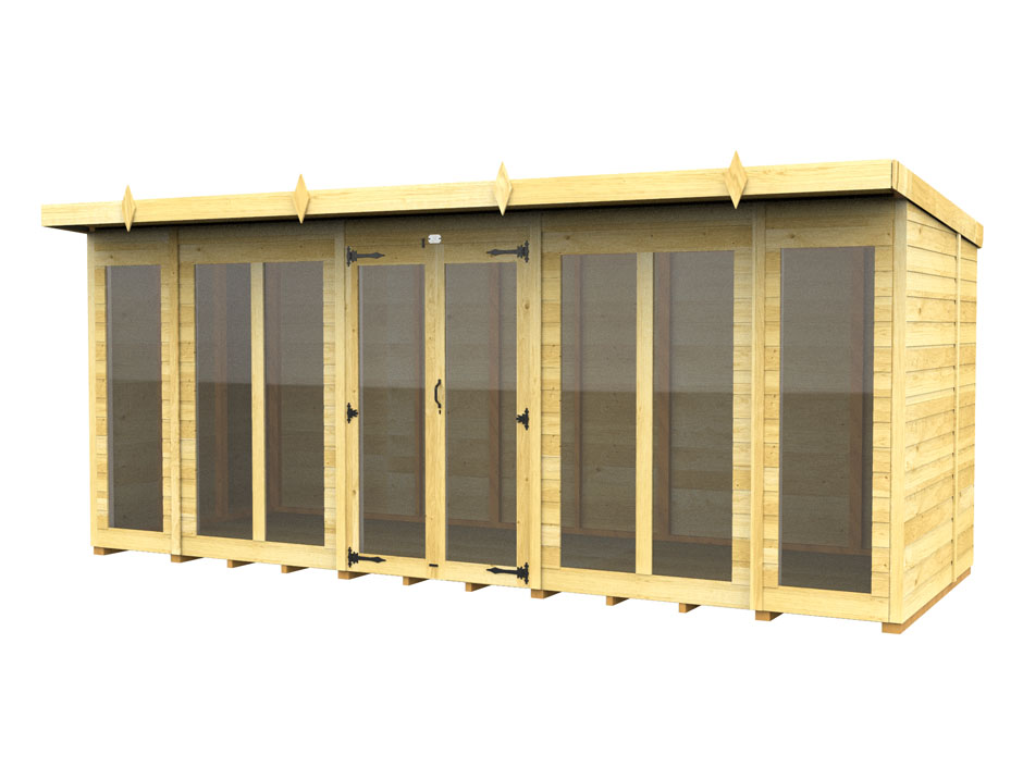 16ft x 8ft Pent Summer House (Full Height Window)