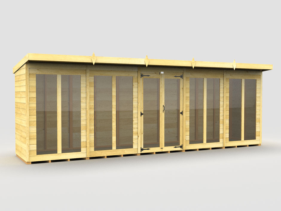 20ft x 4ft Pent Summer House (Full Height Window)