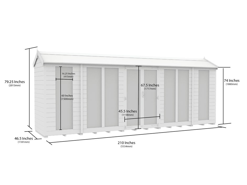 4ft x 18ft Apex Summer House (Full Height Window)