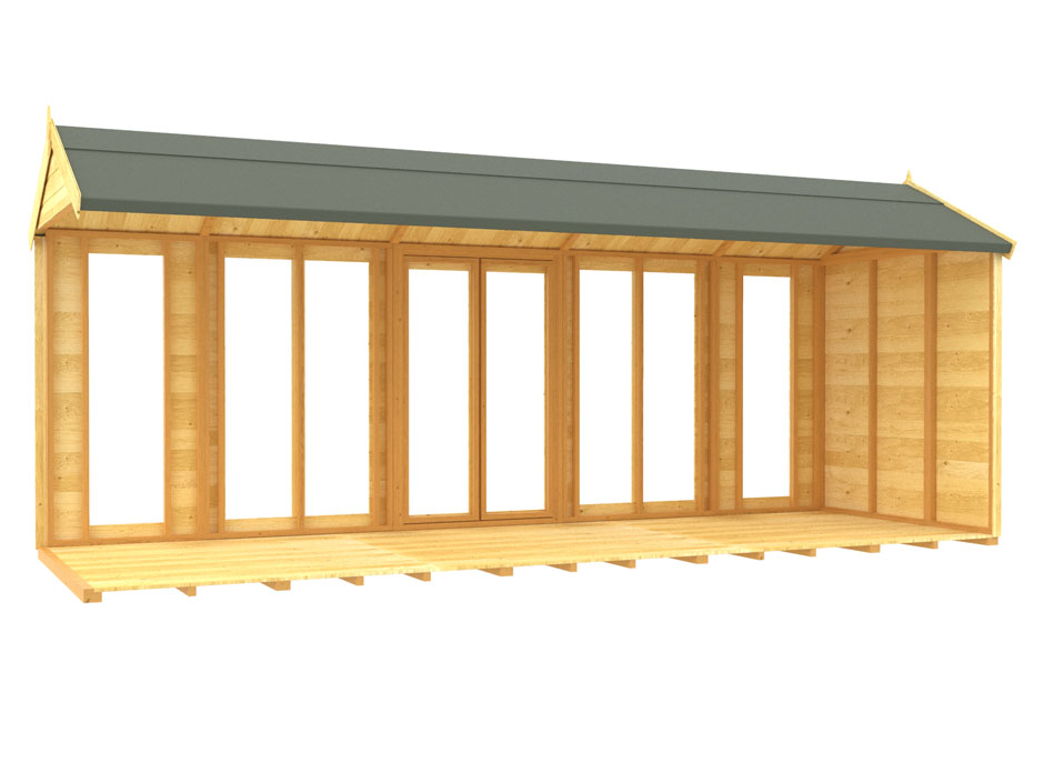 5ft x 18ft Apex Summer House (Full Height Window)