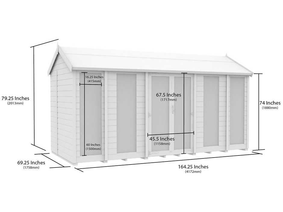 6ft x 14ft Apex Summer House (Full Height Window)