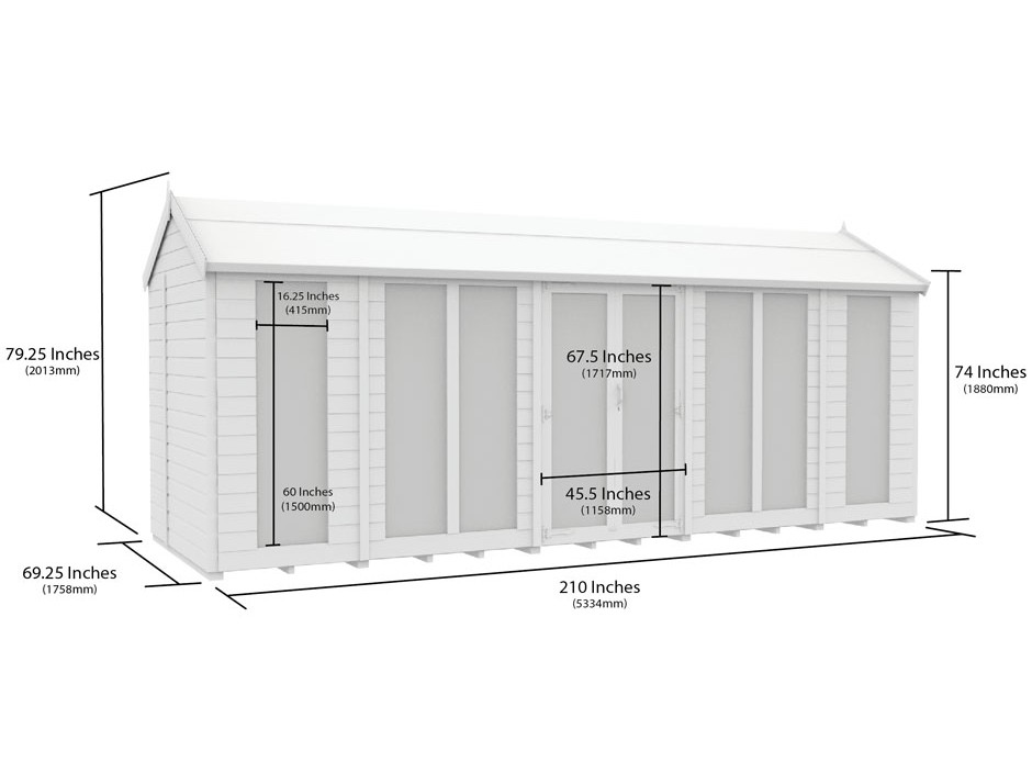 6ft x 18ft Apex Summer House (Full Height Window)