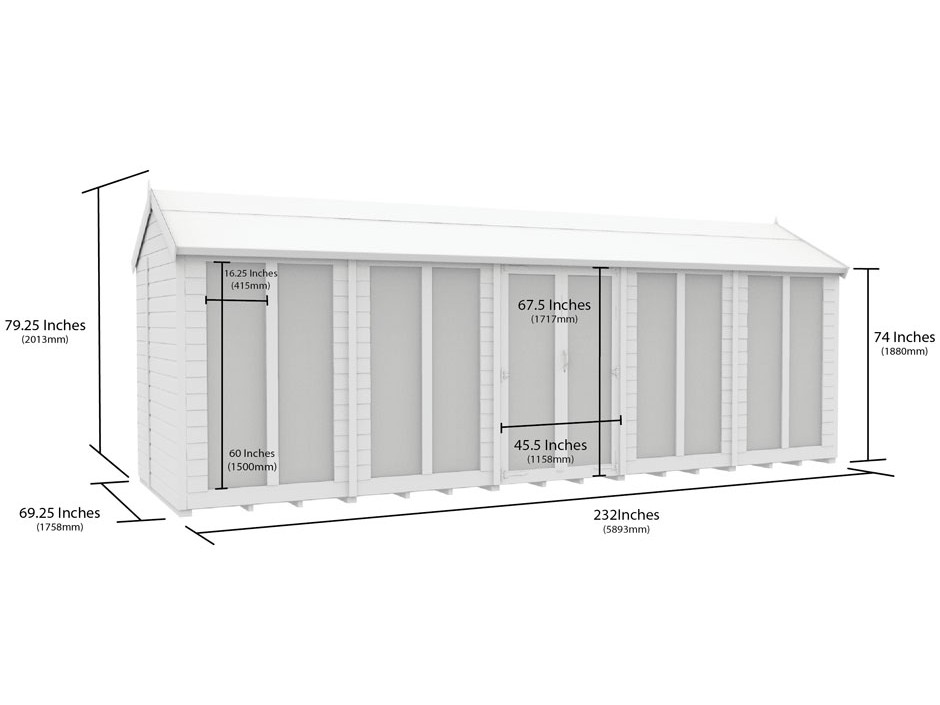 6ft x 20ft Apex Summer House (Full Height Window)