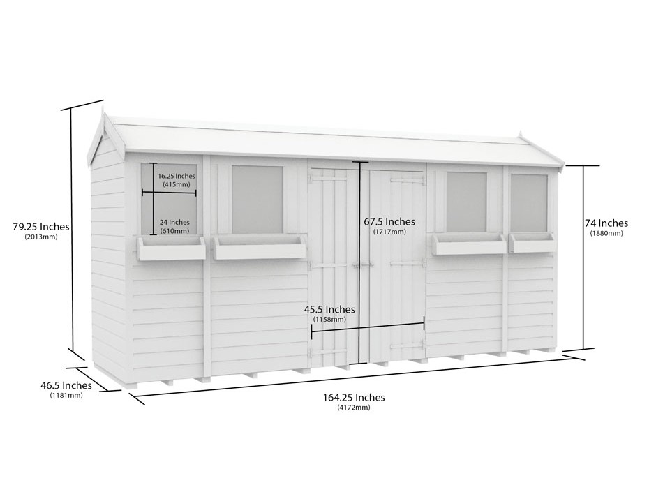 4ft x 14ft Apex Summer Shed