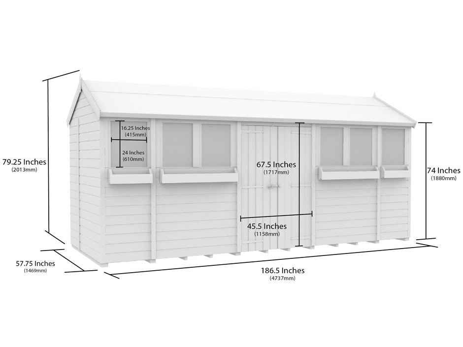 5ft x 16ft Apex Summer Shed