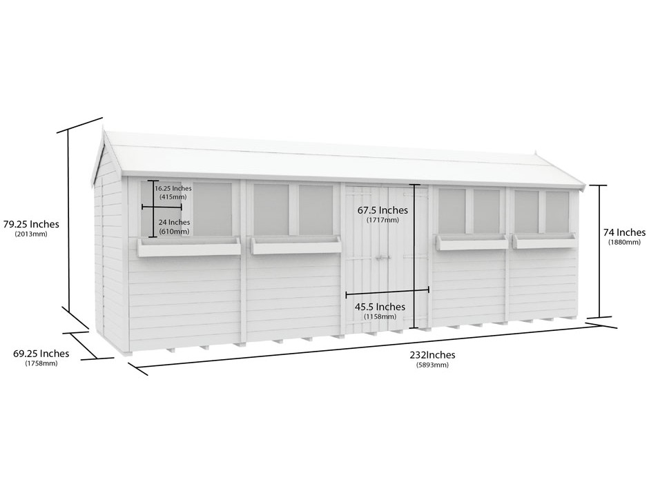 6ft x 20ft Apex Summer Shed